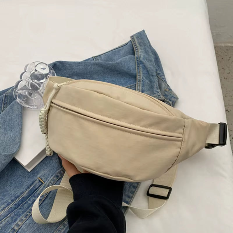 Waist Bag Women New Canvas Leisure Portable Zipper Korean Style Canvas Chest Bag Shoulder Bag Waist Bag Sports