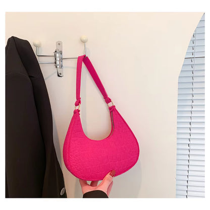 New Brand Women Retro Underarm Bag Felt Solid Color Shoulder Bag Casual Purse Dumpling Bag Simple Fashion Crossbody Bag